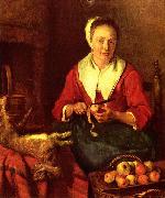 Gabriel Metsu Apfelschalerin oil painting reproduction